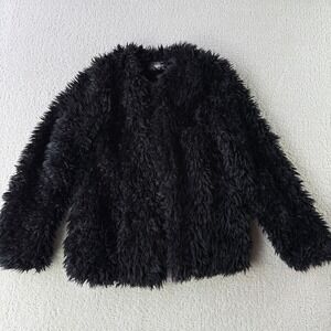 Zadig & Voltaire Louisya Black Faux Fur Shaggy Jacket WBCW0601F Womens Medium